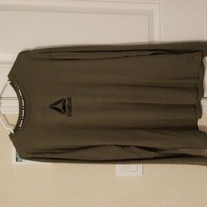 Reebok Mens Green Heather Long Sleeve Performance Crew Active Shirt 2XL